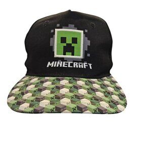 Minecraft Creeper Snapback Hat Pixel Design Brim Black/Green Adult OS